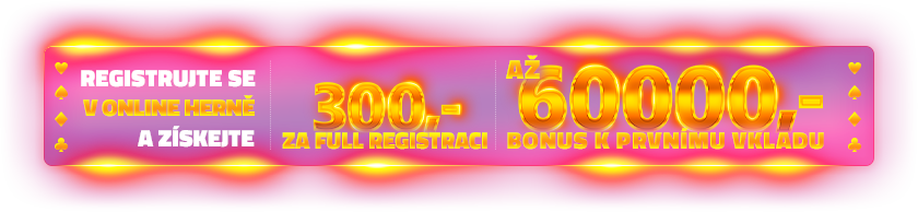 Registruj se v herně a získej 300 Kč + až 60000 jako bonus!